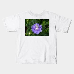 Stokes Aster With White Butterfly Kids T-Shirt